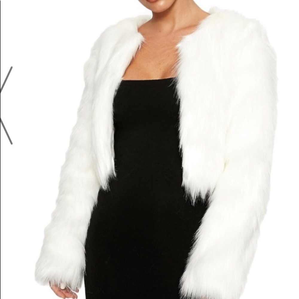 Naked Wardrobe faux fur white jacket